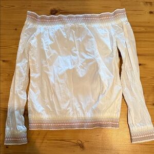 Lilly Pulitzer White Off-Shoulder Blouse with Embroidered Trim